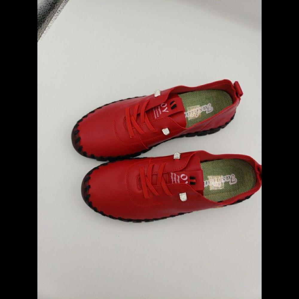 Women's Red Casual Sneakers - Comfortable Everyday Shoes - Picture 2 of 15